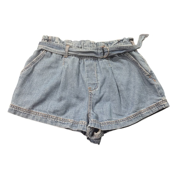 Anthropologie Pilcro Denim Blue Paperbag Waist Belted Women's Shorts - Picture 2 of 11